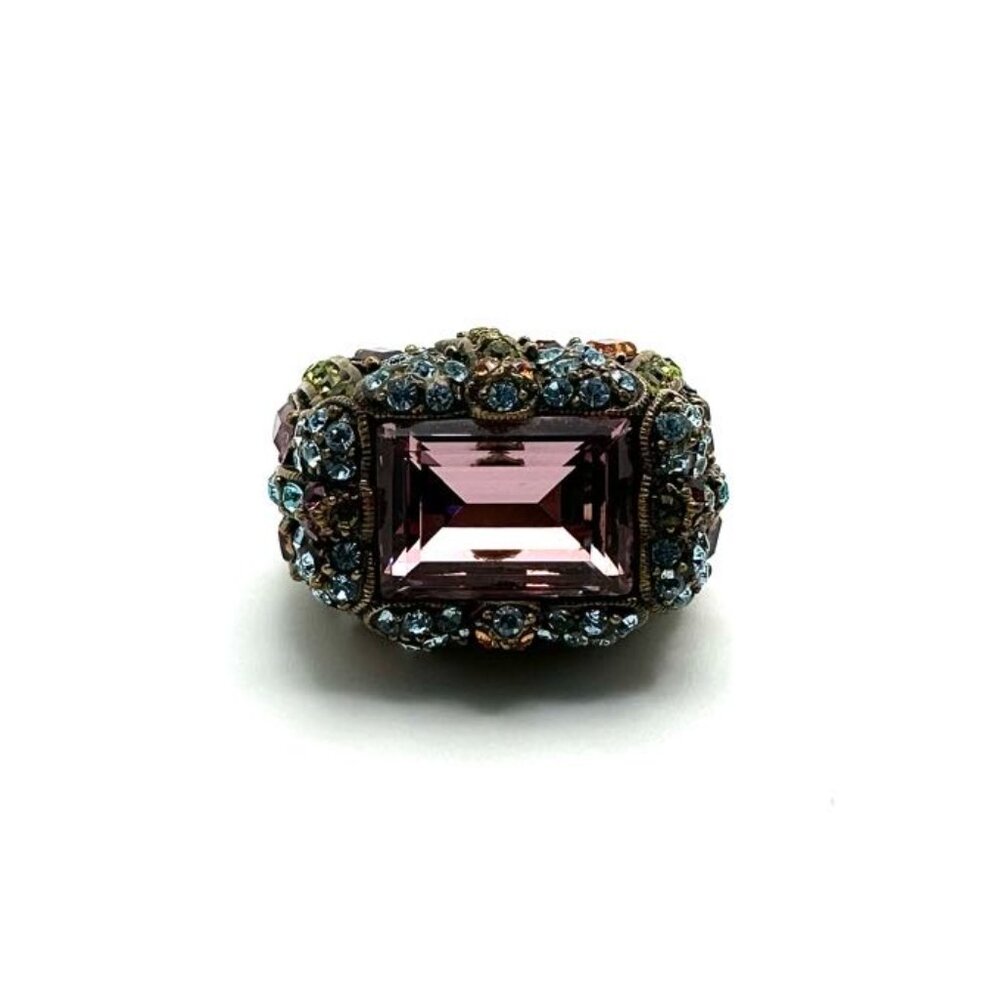 Heidi Daus "Damselfly" Multi-Crystal Dragonfly Cocktail Band Ring Size 5 - Picture 2 of 4